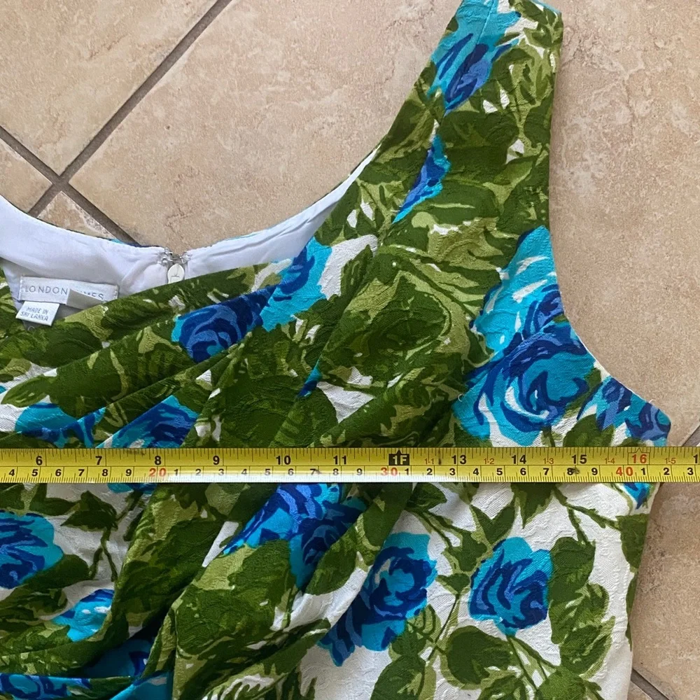 London Times Green and Blue Floral Dress - Picture 13 of 16